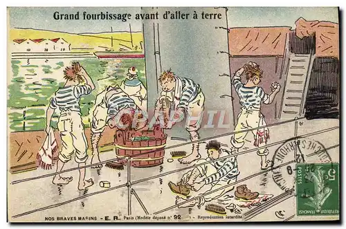 Cartes postales Bateau Guerre Marins Grand fourbissage avant d&#39aller a terre