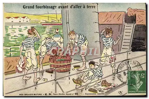 Cartes postales Bateau Guerre Marins Grand fourbissage avant d'aller a terre