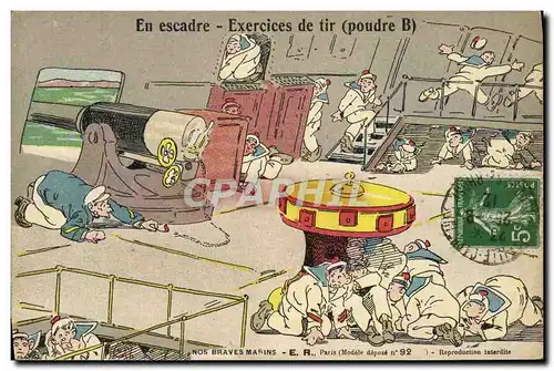 Cartes postales Bateau Guerre En escadre Exercices de tir