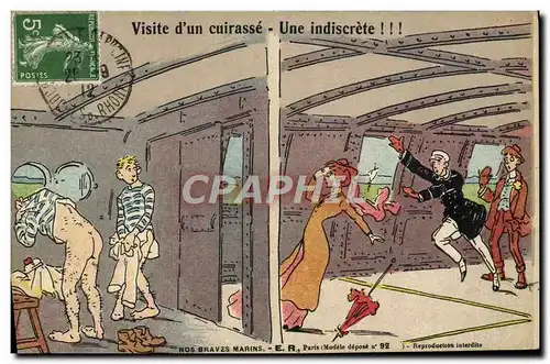 Cartes postales Bateau Guerre Visite d'un cuirasse Marins