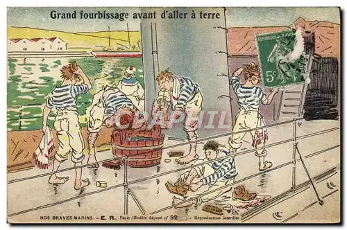 Cartes postales Bateau Guerre Marins Grand fourbissage avant d&#39aller a terre