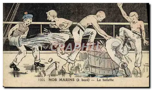 Ansichtskarte AK Bateau Guerre Nos marins a bord La toilette