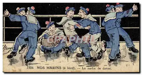 Cartes postales Bateau Guerre Nos marins a bord La partie de danse