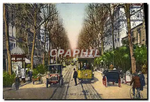 Ansichtskarte AK Tramway Train Nice Avenue de la gare Automobile