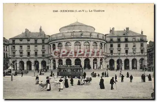 Cartes postales Tramway Train Rennes le theatre Nourrices