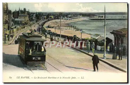 Ansichtskarte AK Tramway Train le Havre Boulevard maritime et la nouvelle jetee