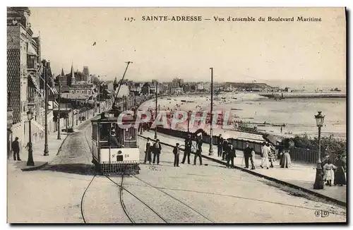 Cartes postales Tramway Train Sainte Adresse Vue d&#39ensemble du boulevard maritime