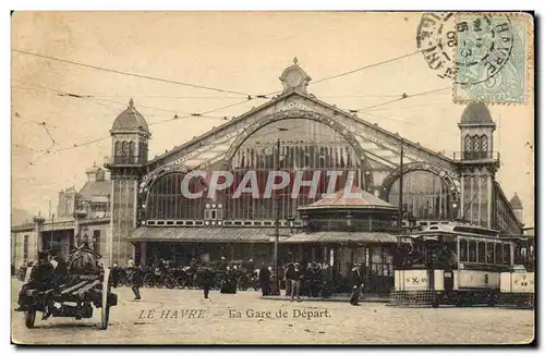 Cartes postales Tramway Train le Havre En gare du depart