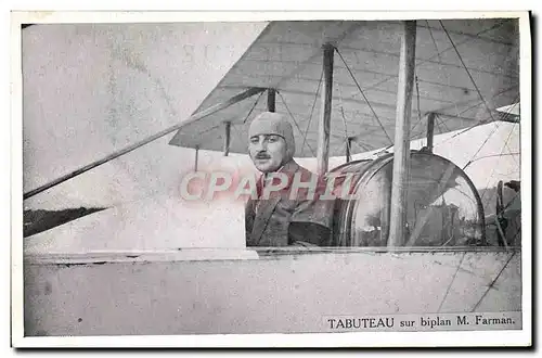 Ansichtskarte AK Avion Aviation Tabuteau sur biplan M Farman