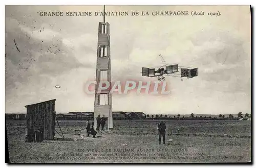 Cartes postales Avion Aviation Grande semaine d&#39aviation de la Champagne Aout 1909 Un virage de Farman autour