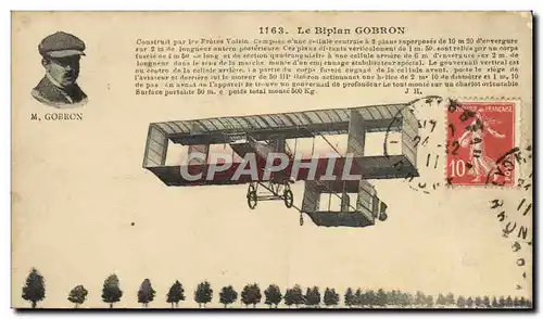 Cartes postales Avion Aviation Biplan Gobron