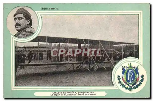 Ansichtskarte AK Avion Aviation Biplan Astra Circuit europeen Juin Juillet 1911 le depart de Contenet arrivee 6em