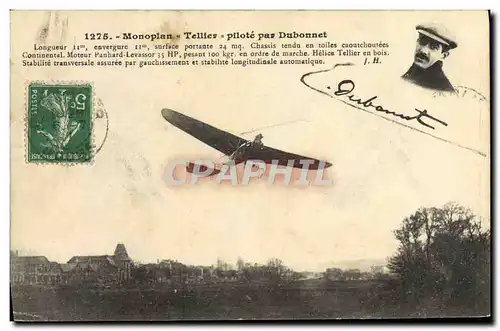 Ansichtskarte AK Avion Aviation Monoplan Tellier pilote par Dubonnet