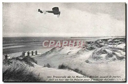 Ansichtskarte AK Avion Aviation Traversee de la Manche Bleriot fait un tour sur la falaise