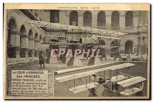 Ansichtskarte AK Avion Aviation Paris Cour d&#39honneur des Invalides Biplan francais