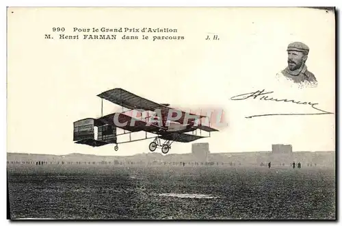 Cartes postales Avion Aviation Grand prix d&#39aviation Henri Farman dans le parcours