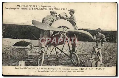 Cartes postales Avion Aviation Meeting de Reims Remplissage de l&#39appareil de Brindejonc des Moulinais