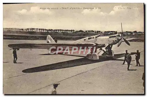 Ansichtskarte AK Avion Aviation Avion de record Trait d&#39union Dewoitine D 33