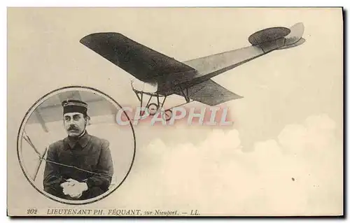 Cartes postales Avion Aviation Lieutenant PH Fequant sur Nieuport