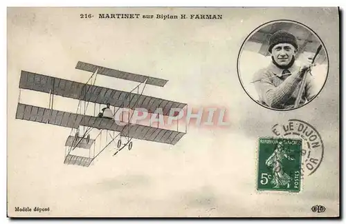 Ansichtskarte AK Avion Aviation Martinet sur biplan H Farman