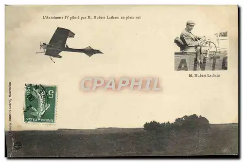 Ansichtskarte AK Avion Aviation Antoinette IV pilote par M Hubert Lathan en plein vol