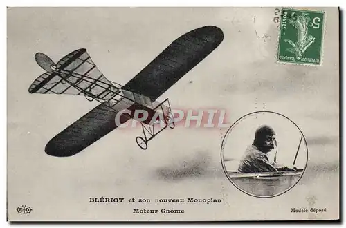 Cartes postales Avion Aviation Bleriot et son nouveau monoplan Moteur Gnome