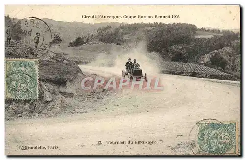 Cartes postales Automobile Cartes postales Automobile Coupe Gordon Bennett 5 juillet 1905 Circuit d&#39Auvergne Tournant du