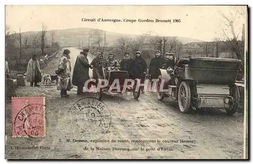 Cartes postales Automobile Cartes postales Automobile Coupe Gordon Bennett 5 juillet 1905 Circuit d&#39Auvergne Dessan capit
