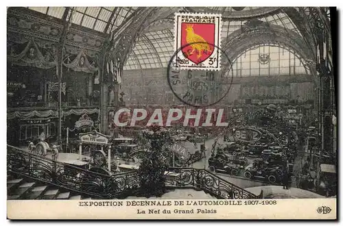 Cartes postales Automobile Exposition decennale de l&#39automobile 1907 1908 La nef du Grand Palais