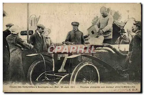 Cartes postales Automobile Coupe des voiturettes a Boulogne sur Mer 25 juin 1911 Thomas alimente son moteur d&#3