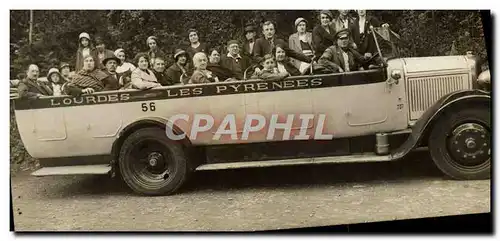 CARTE PHOTO Automobile Autobus Lourdes Les Pyrenees Gavarnie