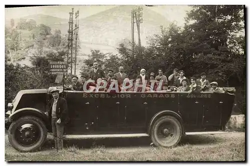 CARTE PHOTO Automobile Autobus Excelsior Garage Lourdes