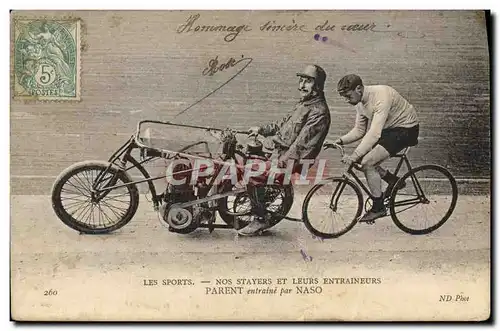 Cartes postales Velo Cyclisme Parent entraine par Naso moto