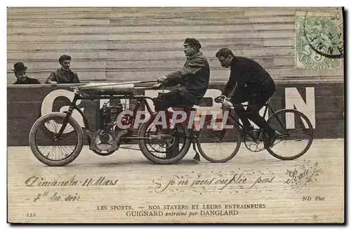 Cartes postales Moto velo cycle Guignard entraine par Danglard