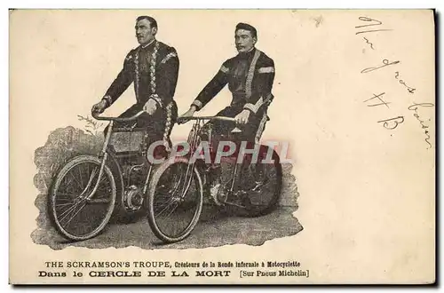 Cartes postales The Sckramson&#39s troupe Createurs de la ronde infernale a motocyclette Cercle de la mort Pneus