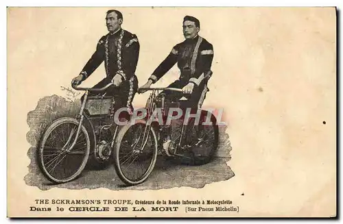 Cartes postales The Sckramson&#39s troupe Createurs de la ronde infernale a motocyclette Cercle de la mort Pneus