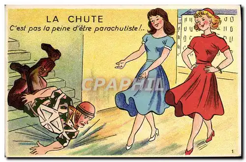 Cartes postales Aviation Avion La chute Parachutisme