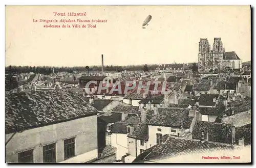 Ansichtskarte AK Aviation Dirigeable Zeppelin Toul Le dirigeable Adjudant Vincenot evoluant au dessus de la ville