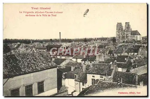 Cartes postales Aviation Dirigeable Zeppelin Toul Le dirigeable Adjudant Vincenot evoluant au dessus de la ville