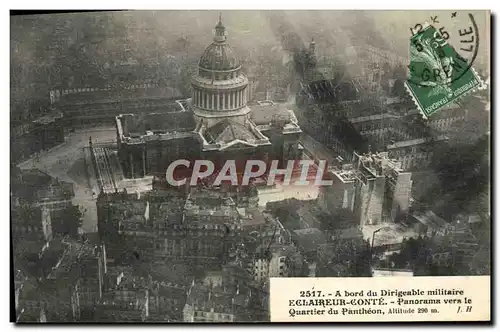 Ansichtskarte AK Aviation Dirigeable Zeppelin A bord du dirigeable Eclaireur Conte Panorama vers le quartier du P