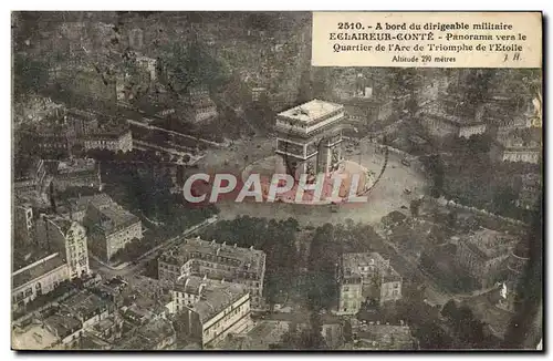 Cartes postales Aviation Dirigeable Zeppelin A bord du dirigeable militaire Eclaireur Conte Panorama vers Arc de