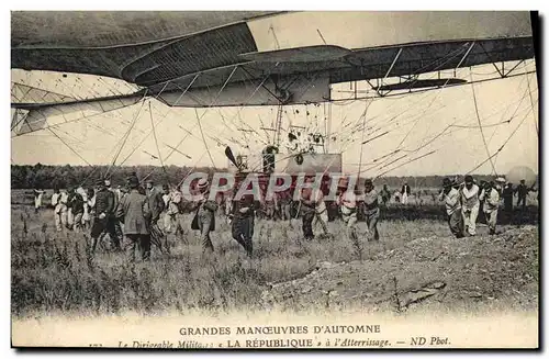 Cartes postales Aviation Dirigeable Zeppelin Grandes manoeuvres d&#39Automne Le dirigeable militaire La Republiq