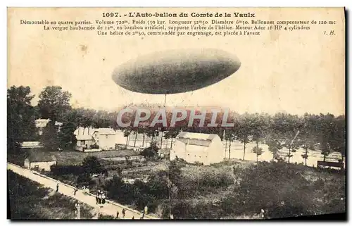 Cartes postales Aviation Dirigeable Zeppelin Auto ballon du Comte de la Vaulx
