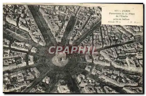 Ansichtskarte AK Aviation Dirigeable Zeppelin Panorama de la place de l&#39Etoile pris en ballon