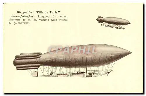 Ansichtskarte AK Aviation Dirigeable Ville de Paris Zeppelin