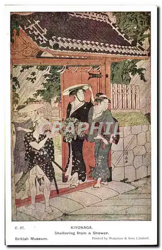 Cartes postales Japon Nippon Kiyonaga Sheltering from a shower British Museum