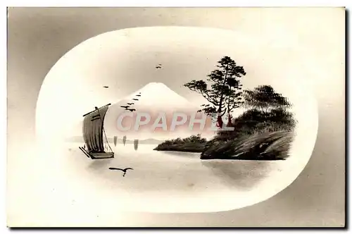 Cartes postales Japon Nippon Bateau Volacan