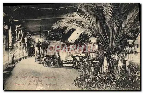 Cartes postales Bateau Guerre Marine militaire decoration du pont d'un cuirasse