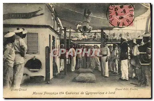 Cartes postales Bateau Guerre Marins 154 exercices de gymnastique a bord