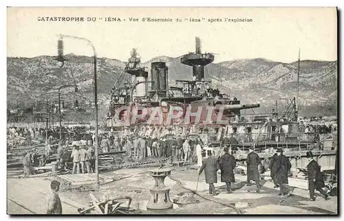 Cartes postales Bateau Guerre Catastrophe du Iena Vue d'ensemble du Iena apres l'explosion
